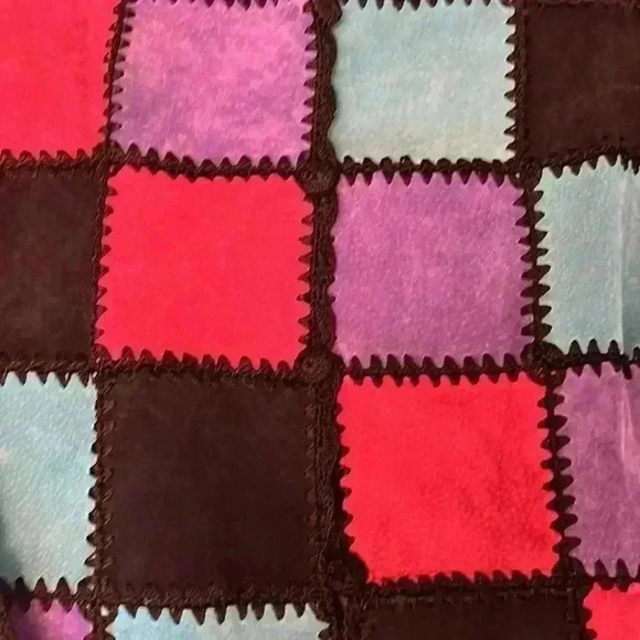 Vintage leather patchwork cardigan - Picture 2 of 6